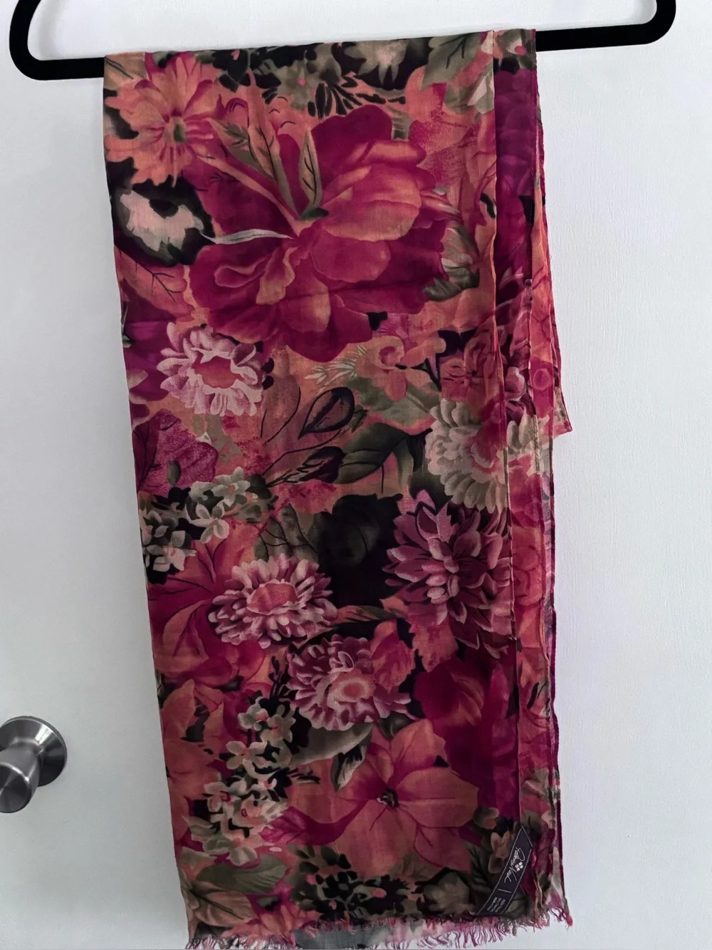 Patricia Nash floral print fringe scarf